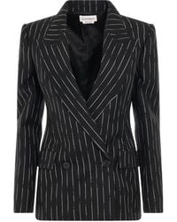 Alexander McQueen - Certified Broken Stripe Wool Suit Jacket, Long Sleeves, /Ivory, 100% Wool - Lyst
