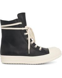 Rick Owens - Washed Calf High Top Sneakers, /Milk, 100% Rubber - Lyst