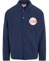 KENZO - 'Logo Globe Padded Coach Bomber Jacket, Long Sleeves, Midnight, 100% Polyester, Size: Small - Lyst