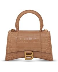 Balenciaga - Hourglass Croco Embossed Bag With Plague, , 100% Leather - Lyst