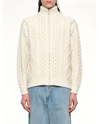 vowels - Cable Knit Zip Up - Lyst