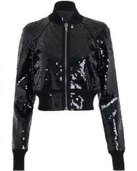 Rick Owens - Cropped Flight Embroidered Bomber Jacket, Long Sleeves, 100% Polyester - Lyst