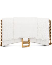 Balenciaga - Hourglass Embossed Croco Wallet On Chain, Off, 100% Calfskin - Lyst
