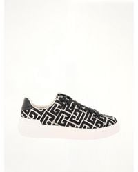 Balmain - B-Court Monogram Jacquard Sneakers, 100% Leather - Lyst