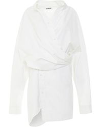 Balenciaga - Poplin Wrap Dress, Long Sleeves, , 100% Cotton - Lyst