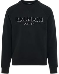 Balmain - Logo Flock & Foil Sweatshirt, Long Sleeves, /, 100% Cotton, Size: Large - Lyst