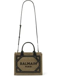 Balmain - B-Army Small Canvas Shopper Bag, 100% Calfskin - Lyst