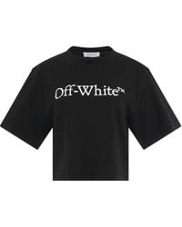 Off-White c/o Virgil Abloh - Off- Big Logo Bookish Crop T-Shirt, Short Sleeves, , 100% Cotton, Size: Medium - Lyst