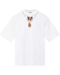 Marcelo Burlon - Feathers Necklace Oversized T-Shirt, Round Neck, Short Sleeves, /, 100% Cotton, Size: Medium - Lyst