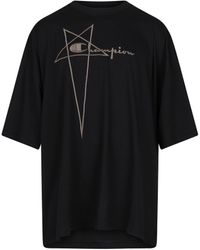 Rick Owens - X Champion Tommy T-Shirt, Short Sleeves, , 100% Cotton - Lyst