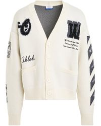 Off-White c/o Virgil Abloh - 'Varsity Knit Cardigan, Long Sleeves, Cream/, 100% Cotton, Size: Small - Lyst
