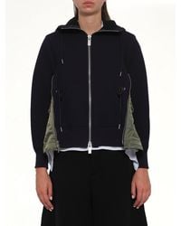 Sacai - Sponge Sweat X Nylon Twill Hoodie - Lyst