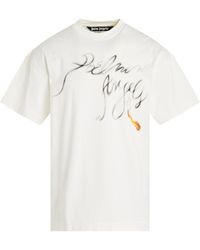 Palm Angels - Foggy Pa T-Shirt, Short Sleeves, Off, 100% Cotton - Lyst