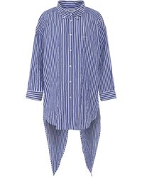 Balenciaga - Crinkled Stripe Poplin Knotted Shirt, Long Sleeves, /, 100% Cotton - Lyst