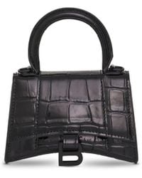 Balenciaga - Hourglass Mini Croco Embossed Chain Bag, , 100% Calfskin Leather - Lyst
