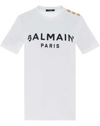 Balmain - Flocked Paris T-shirt - Lyst