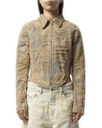 DIESEL - Distressed Effect Denim Jacket, 100% Cotton, Size: Small - Lyst