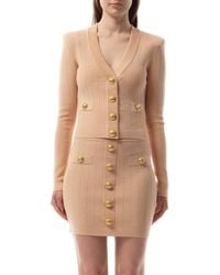 Balmain - V-Neck 2 Pockets Buttoned Knit Cardigan, Long Sleeves, 100% Polyester - Lyst