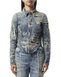 DIESEL - De-Madeline Distressed Denim Shirt - Lyst