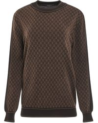 Balmain - Monogram Jacquard Knitted Pullover, Long Sleeves, , 100% Goat Mohair - Lyst