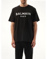 Balmain - Print Reg Fit T-Shirt, Round Neck, Short Sleeves, 100% Cotton, Size: Medium - Lyst