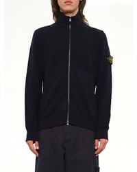 Stone Island - 5100012 Light Rws Wool Zip-Up Cardigan - Lyst