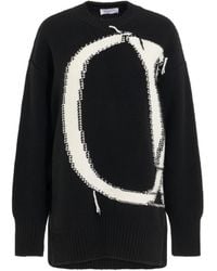 Off-White c/o Virgil Abloh - Off- Ow Maxi Logo Knitwear, Long Sleeves, , 100% Wool - Lyst
