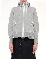 Sacai - Sponge Sweat X Nylon Twill Hoodie - Lyst