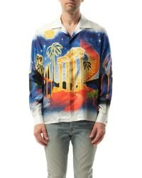 CASABLANCA - Long Sleeve Cuban Collar Shirt, 100% Silk, Size: Medium - Lyst