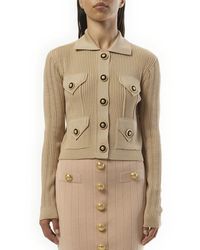 Balmain - 4 Pockets Buttoned Ribbed Knit Cardigan, 100% Polyester - Lyst