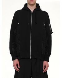 Sacai - Sponge Sweat X Nylon Twill Zip Hoodie - Lyst