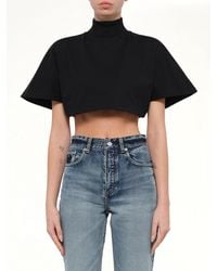 Alaïa - Cotton Jersey Highneck T-Shirt - Lyst