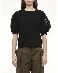 Sacai - Nylon Twill X Cotton Jersey T-Shirt - Lyst