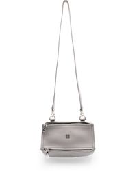 Givenchy Mini Pandora Bag In Grained Leather In Medium Gray - Multicolor