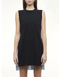 Sacai - X Denim X Cotton Jersey Dress, 100% Polyester - Lyst