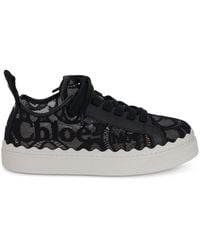 Chloé - Lauren Lace & Leather Sneaker - Lyst