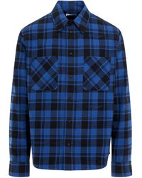 Off-White c/o Virgil Abloh - Off- 'Check Flannel Shirts, Long Sleeves, Dark/, 100% Cotton, Size: Small - Lyst