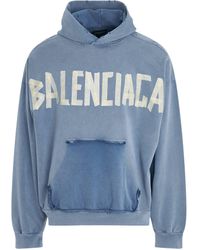 Balenciaga - Tape Logo Ripped Pocket Hoodie, Long Sleeves, Faded, 100% Cotton, Size: Medium - Lyst