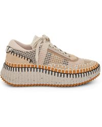 Chloé - Nama Lower Impact Mesh Sneakers, Biscotti, 100% Leather - Lyst