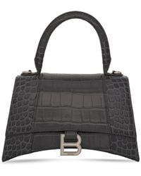 Balenciaga - Hourglass Small Croco Embossed Bag, Dark, 100% Leather - Lyst