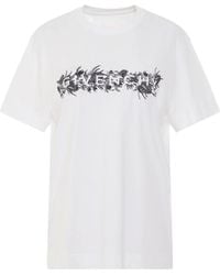 Givenchy - 4G Embroidered Logo Thistle T-Shirt, Short Sleeves, 100% Cotton, Size: Small - Lyst