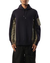 Sacai - Sponge Sweat Nylon Twill Hoodie, Long Sleeves, 100% Cotton - Lyst