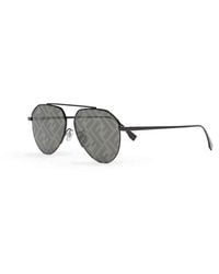Fendi - Fe40061U Aviator Sunglasses With Smoke Mirror Lens - Lyst