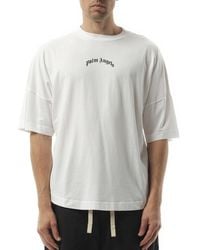 Palm Angels - Back Curved Logo Over T-Shirt, Short Sleeves, 100% Cotton - Lyst
