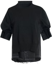 Sacai - X Denim X Knit Sweater, Short Sleeves, , 100% Cotton - Lyst