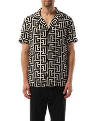 Balmain - Macro Monogram Pyjama Shirt, Short Sleeves, 100% Viscose - Lyst