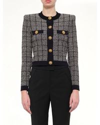 Balmain - Round Collar Light Tweed Knit Cardigan - Lyst