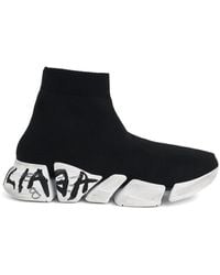 Balenciaga - Speed 2.0 Graffiti Knit Sneakers, 100% Polyester - Lyst