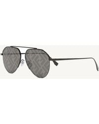 Fendi - Fe40061U Aviator Sunglasses With Smoke Mirror Lens - Lyst