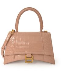 Balenciaga - Hourglass Small Croco Embossed Bag, Nude, 100% Leather - Lyst